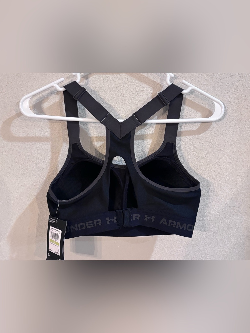Under Armour Black and Gray High Crossback Sports Bra, 34B New with tags - Picture 2 of 10